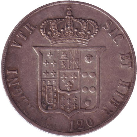 Монета 120 грано. 1859 год, Королевство Двух Сицилий. (Франциск II).