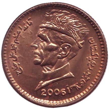 Монета 1 рупия. 2006 год, Пакистан. UNC. Мавзолей.