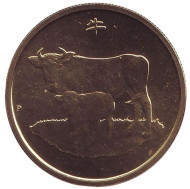 Монета 1 доллар. 2009 год, Австралия. Год быка. Монета 1 доллар. 2009 год, Австралия. Год быка.