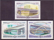 Московские мосты. Марки почтовые. Серия из 3 штук. 1980 год, СССР. Московские мосты. Марки почтовые. Серия из 3 штук. 1980 год, СССР.