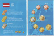 Планшет для одного набора монет евро Латвии.