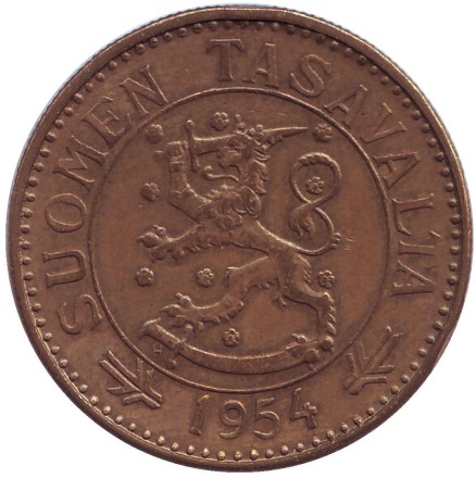 Монета 50 марок. 1954 год, Финляндия. Тип 1. Монета 50 марок. 1954 год, Финляндия. Тип 1.