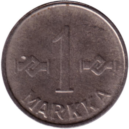 Монета 1 марка. 1953 год, Финляндия. Железо покрытое никелем.