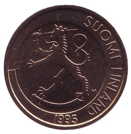 Монета 1 марка. 1995 год, Финляндия. UNC.