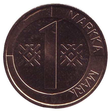 Монета 1 марка. 1995 год, Финляндия. UNC.