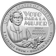 Монета 25 центов. 2022 год (P), США. Аделина (Нина) Отеро-Уоррен. Серия "Американские женщины". Монета 25 центов. 2022 год (P), США. Аделина (Нина) Отеро-Уоррен. Серия "Американские женщины".