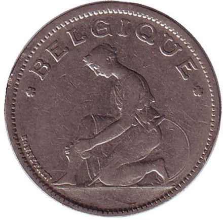 Монета 1 франк. 1929 год, Бельгия. (Belgique)