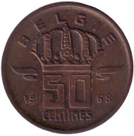 Монета 50 сантимов. 1968 год, Бельгия. (Belgie) Монета 50 сантимов. 1968 год, Бельгия. (Belgie)
