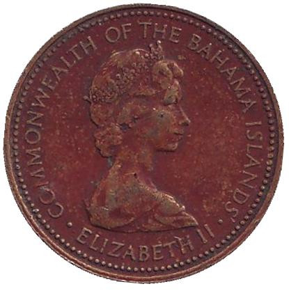 Монета 1 цент. 1971 год, Багамские острова. Морская звезда. Монета 1 цент. 1971 год, Багамские острова. Морская звезда.