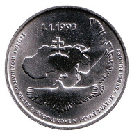 Монета 100 крон. 1993 год, Словакия. Национальная независимость. Монета 100 крон. 1993 год, Словакия. Национальная независимость.