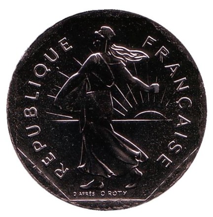 Монета 2 франка. 2001 год, Франция. BU. Монета 2 франка. 2001 год, Франция. BU.