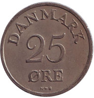Монета 25 эре. 1951 год, Дания. Монета 25 эре. 1951 год, Дания.