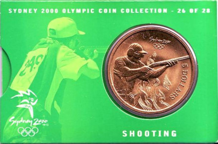 Монета 5 долларов. 2000 год, Австралия. Стрельба. Олимпийские игры в Сиднее.