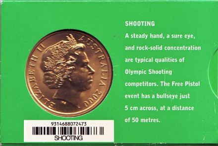 Монета 5 долларов. 2000 год, Австралия. Стрельба. Олимпийские игры в Сиднее. Монета 5 долларов. 2000 год, Австралия. Стрельба. Олимпийские игры в Сиднее.