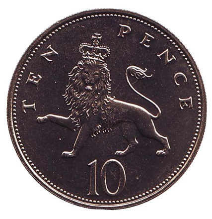 Монета 10 пенсов. 1982 год, Великобритания. BU.