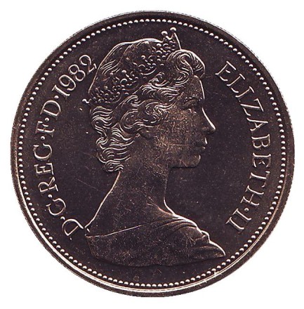 Монета 10 пенсов. 1982 год, Великобритания. BU. Монета 10 пенсов. 1982 год, Великобритания. BU.
