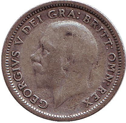 Монета 6 пенсов. 1927 год, Великобритания. Монета 6 пенсов. 1927 год, Великобритания.