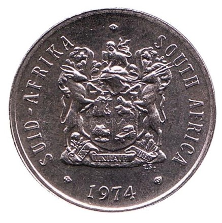 Монета 20 центов. 1974 год, ЮАР. UNC. Цветок протея. Монета 20 центов. 1974 год, ЮАР. UNC. Цветок протея.