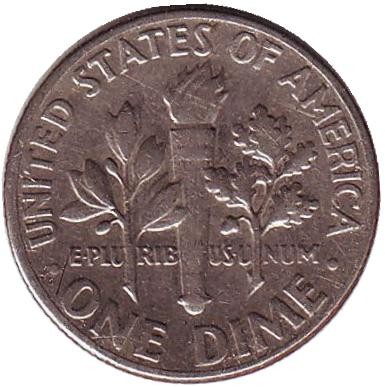 Монета 10 центов. 1978 (D) год, США. Рузвельт.