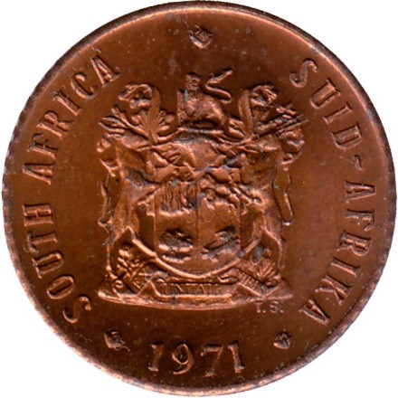 Монета 1/2 цента. 1971 год, ЮАР. BU. Воробьи. Монета 1/2 цента. 1971 год, ЮАР. BU. Воробьи.