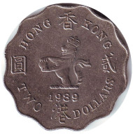 Монета 2 доллара, 1989 год, Гонконг. Монета 2 доллара, 1989 год, Гонконг.