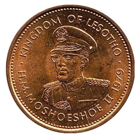 Монета 2 лисенте. 1979 год, Лесото. Корова.