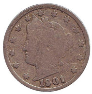 Монета 5 центов. 1901 год, США. Монета 5 центов. 1901 год, США.