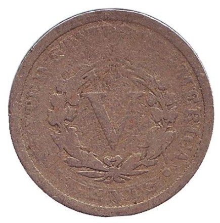 Монета 5 центов. 1901 год, США.