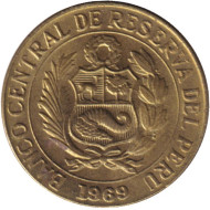 Монета 5 сентаво. 1969 год, Перу. Цветок.