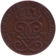 Монета 2 эре. 1909 год, Швеция. Монета 2 эре. 1909 год, Швеция.