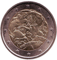 Монета 2 евро. 2008 год, Италия. 60 лет декларации прав человека. Монета 2 евро. 2008 год, Италия. 60 лет декларации прав человека.