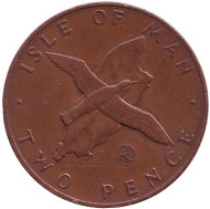 Монета 2 пенса. 1979 год, Остров Мэн. (Отметка "AС") Малый буревестник. Монета 2 пенса. 1979 год, Остров Мэн. (Отметка "AС") Малый буревестник.