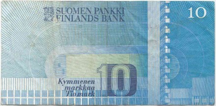 Банкнота 10 марок. 1986 год, Финляндия. Пааво Нурми. P-113a(36). Банкнота 10 марок. 1986 год, Финляндия. Пааво Нурми. P-113a(36).