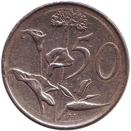 Монета 50 центов. 1972 год, ЮАР. Цветы.
