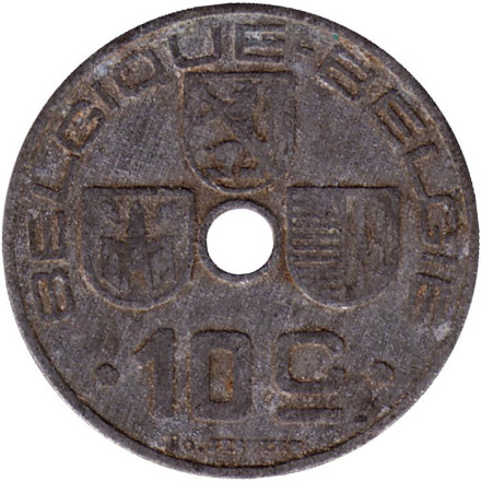 Монета 10 сантимов. 1941 год, Бельгия. (Belgique-Belgie)