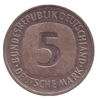 Монета 5 марок. 1992 год (G), ФРГ. Монета 5 марок. 1992 год (G), ФРГ.