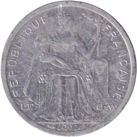 Монета 2 франка. 2002 год, Французская Полинезия. Монета 2 франка. 2002 год, Французская Полинезия.