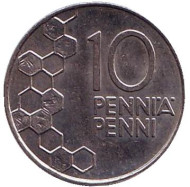 Монета 10 пенни. 1990 год, Финляндия. Монета 10 пенни. 1990 год, Финляндия.