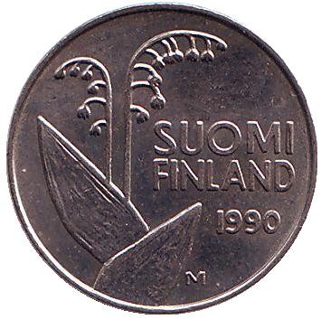 Монета 10 пенни. 1990 год, Финляндия.