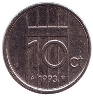 Монета 10 центов. 1993 год, Нидерланды.