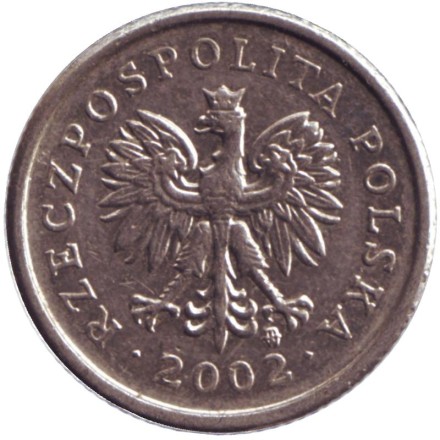 Монета 20 грошей. 2002 год, Польша. Монета 20 грошей. 2002 год, Польша.