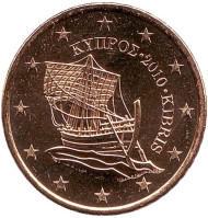 Монета 50 центов. 2010 год, Кипр. Монета 50 центов. 2010 год, Кипр.