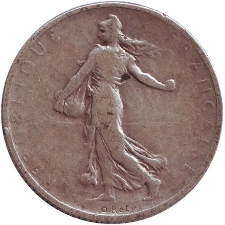 Монета 2 франка. 1901 год, Франция.