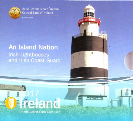Ирландские маяки и ирландская береговая охрана. Годовой набор монет Ирландии. 2017 год, Ирландия.