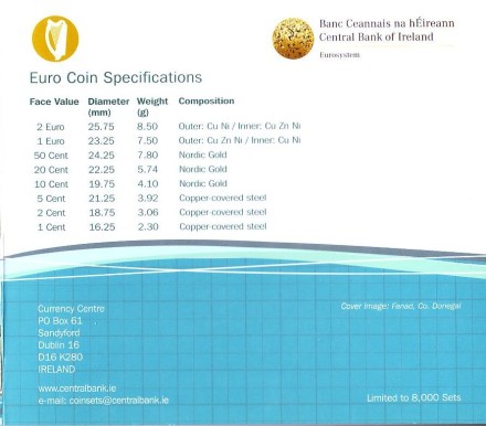 Ирландские маяки и ирландская береговая охрана. Годовой набор монет Ирландии. 2017 год, Ирландия.