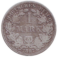 Монета 1 марка. 1887 год (A), Германская империя.