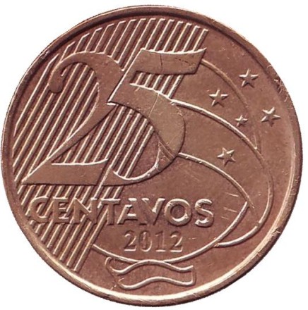 Монета 25 сентаво. 2012 год, Бразилия. Мануэл Деодору да Фонсека.
