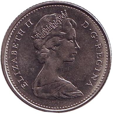 Монета 10 центов. 1971 год, Канада. Парусник.