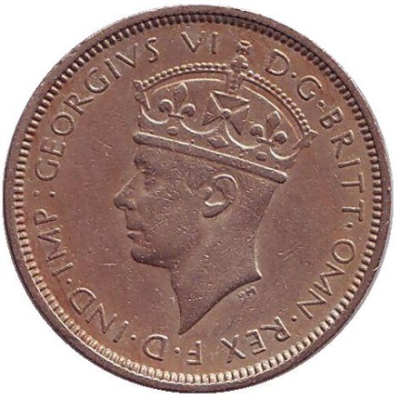 Монета 3 пенса. 1943 год, Британская Западная Африка. (H). Монета 3 пенса. 1943 год, Британская Западная Африка. (H).