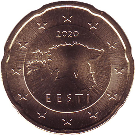 Монета 20 центов. 2020 год, Эстония.